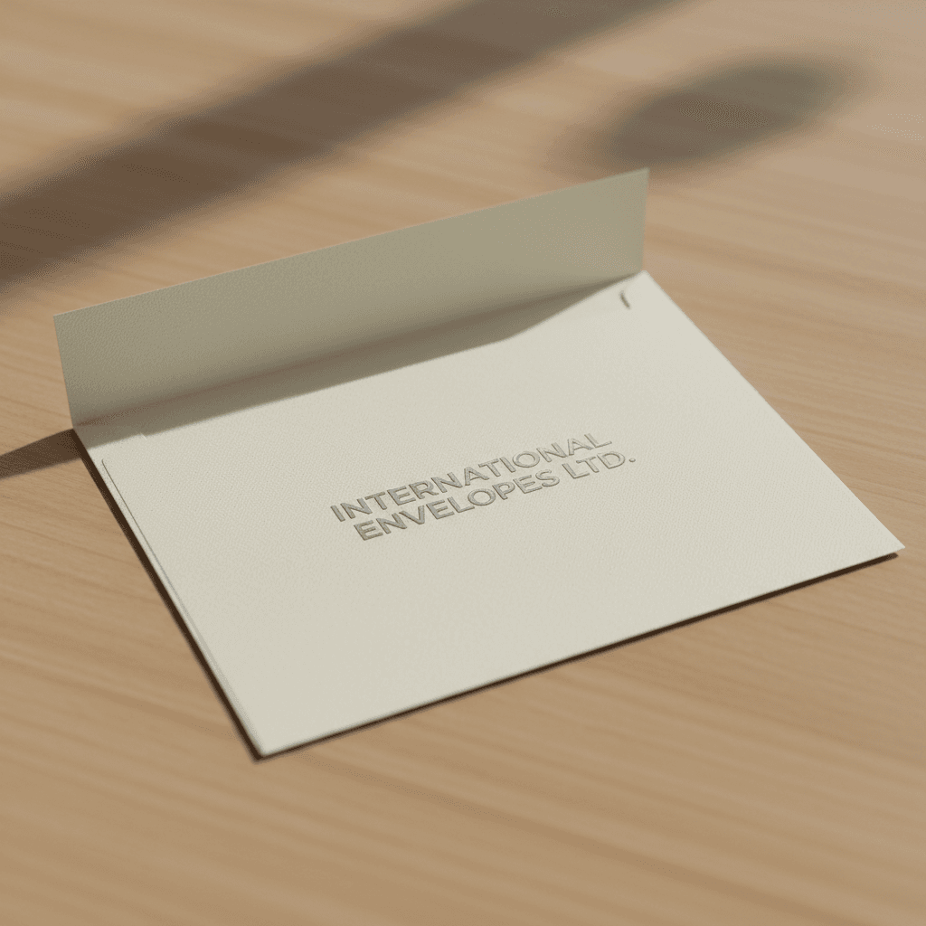 Wallet flap envelope on wooden surface with flap slightly open